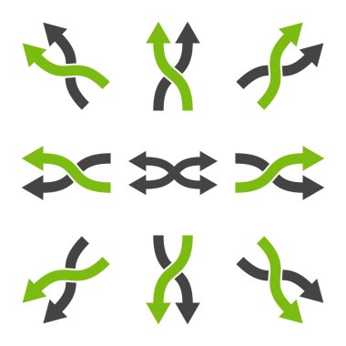 Shuffle yön vektör düz Icon Set