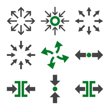 Sıkıştırmak ve okları vektör düz Icon Set patlayabilir