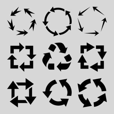 Oklar vektör düz Icon Set geri dönüşüm