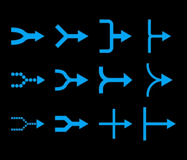 Oklar sağ vektör düz Icon Set birleştirmek — Stok Vektör
