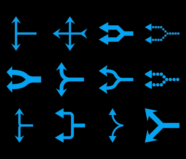 Křižovatka šipky vlevo vektorové plochý Icon Set — Stockový vektor