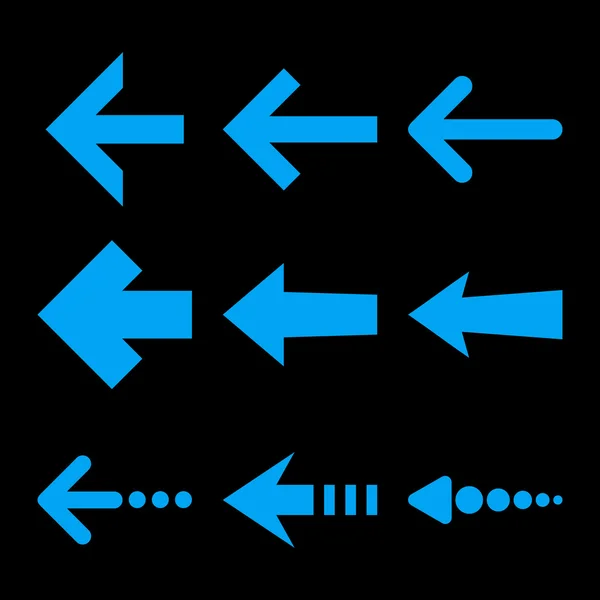 Flechas izquierdas Vector Icono plano conjunto — Archivo Imágenes Vectoriales