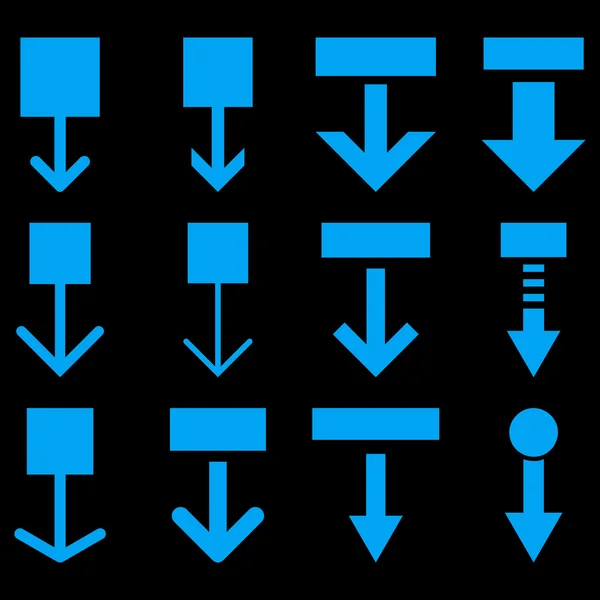 Tire hacia abajo el conjunto de iconos planos del vector — Vector de stock