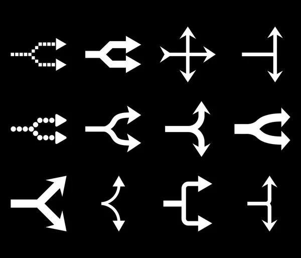 Junction Arrows Vector derecho Conjunto de iconos planos — Archivo Imágenes Vectoriales