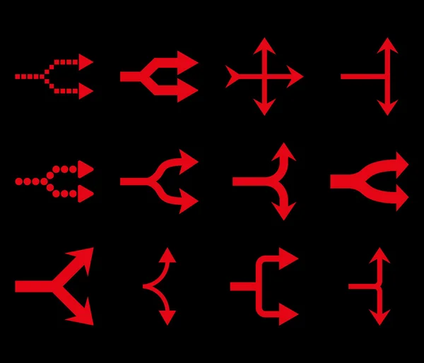 Spojení šipek vpravo vektorové plochý Icon Set — Stockový vektor