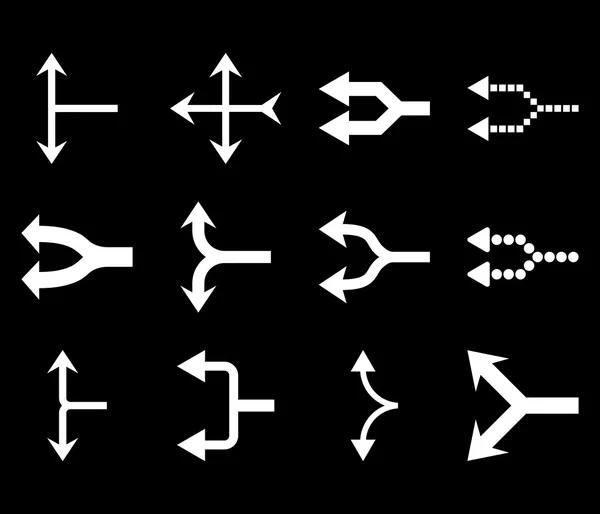 Junction Arrows Left Vector Set de iconos planos — Archivo Imágenes Vectoriales