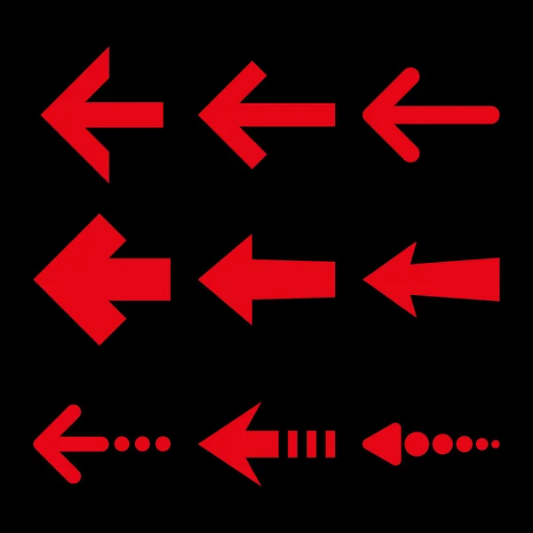 Ensemble d'icônes plates vectorielles flèches gauche — Image vectorielle
