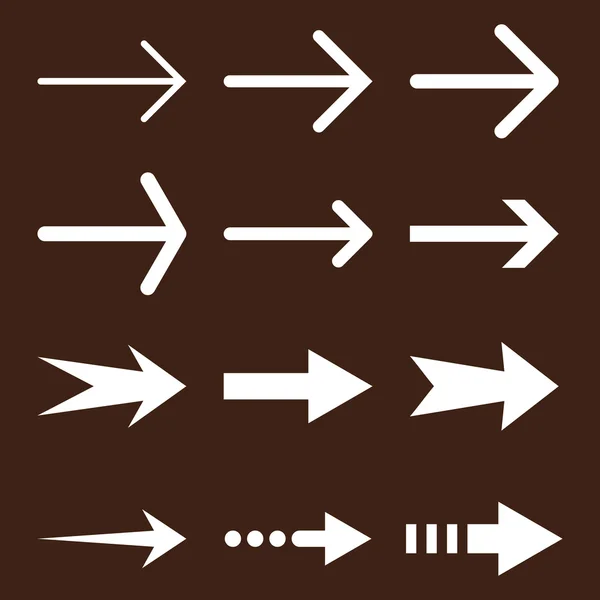 Ensemble d'icônes plates vectorielles flèches droites — Image vectorielle