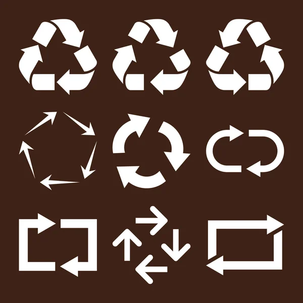 Recyklovat šipky vektor ploché Icon Set — Stockový vektor