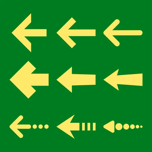Flechas izquierdas Vector Icono plano conjunto — Vector de stock