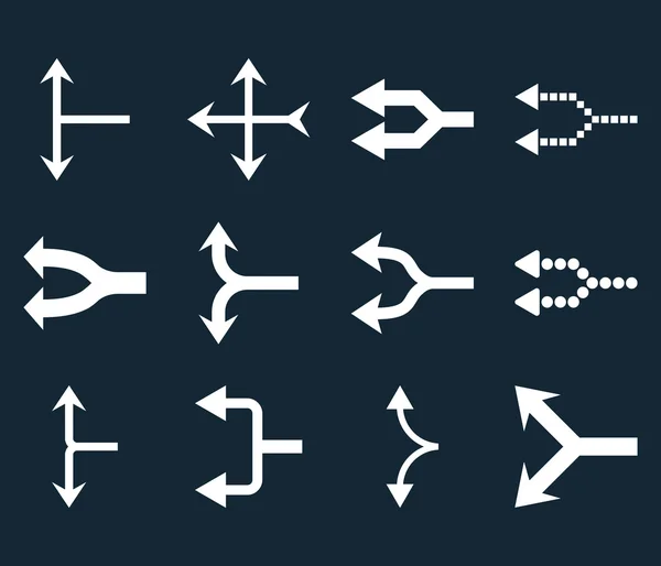 Setas de junção Vetor esquerdo Conjunto de ícones planos —  Vetores de Stock
