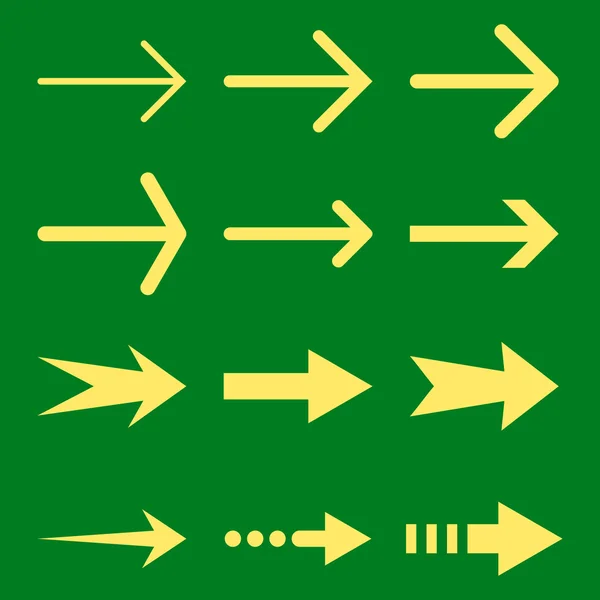Flechas derechas Vector Icono plano conjunto — Vector de stock