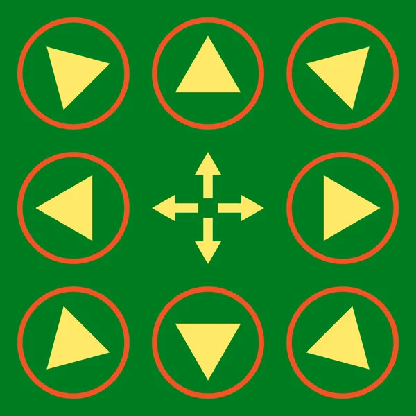 Eingekreiste Richtungen Vektor flaches Symbol gesetzt — Stockvektor