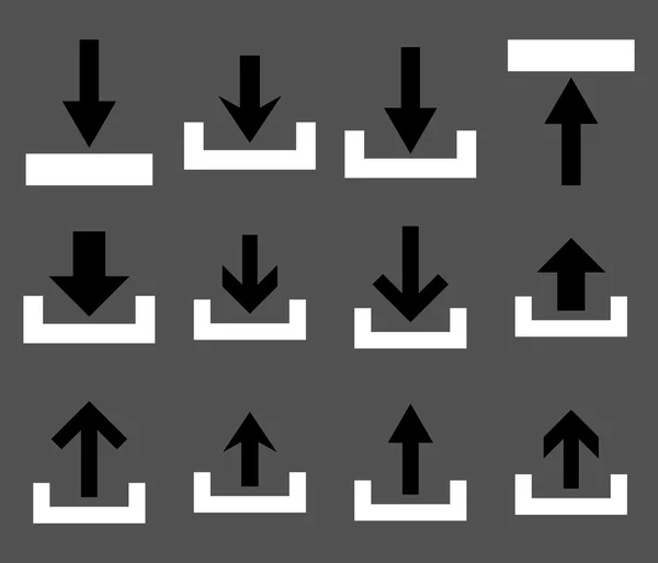 Subir y descargar conjunto de iconos planos de vectores — Vector de stock