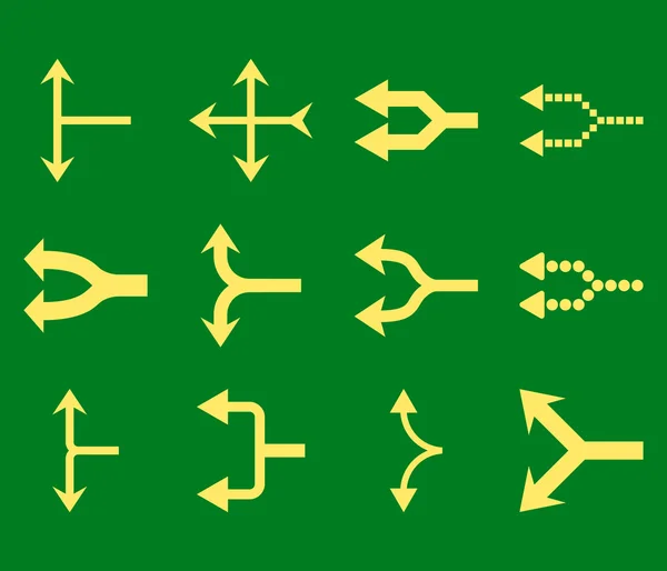 Junction Arrows Left Vector Set de iconos planos — Archivo Imágenes Vectoriales