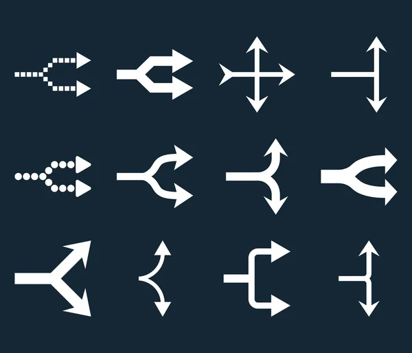 Setas de junção direito vetor conjunto de ícones plana —  Vetores de Stock