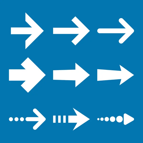 오른쪽 화살표 벡터 평면 아이콘 세트 — 스톡 벡터
