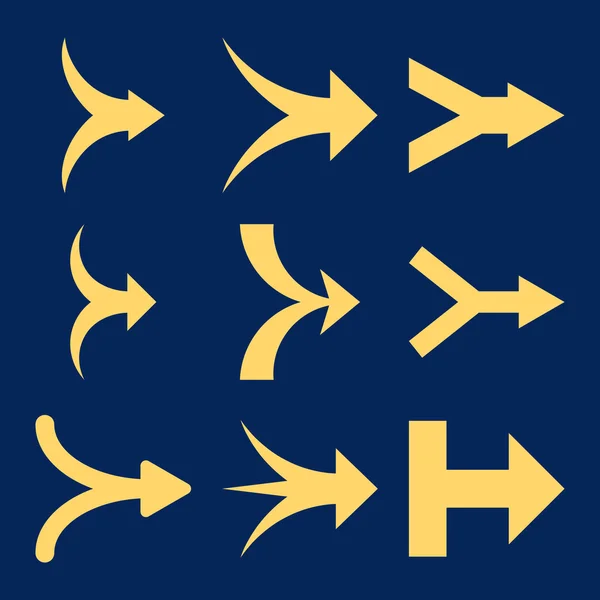 Pfeile rechts Vektor flache Symbolsatz beitreten — Stockvektor