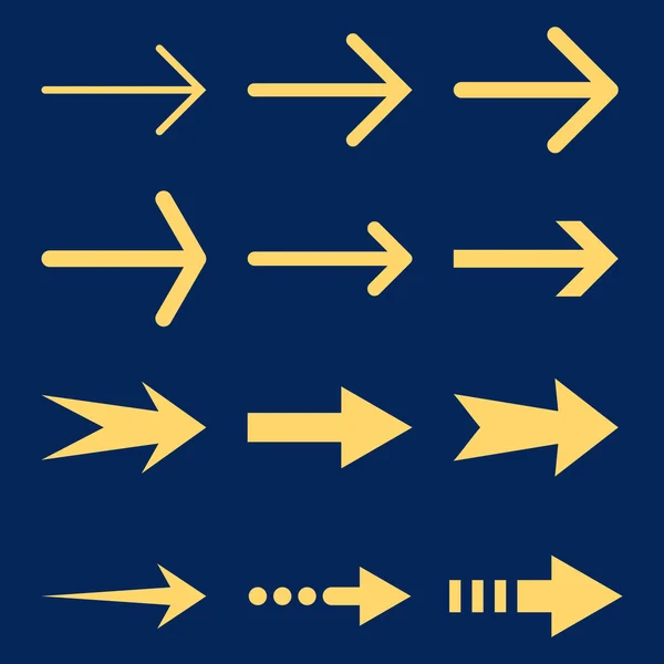 Flechas derechas Vector Icono plano conjunto — Archivo Imágenes Vectoriales