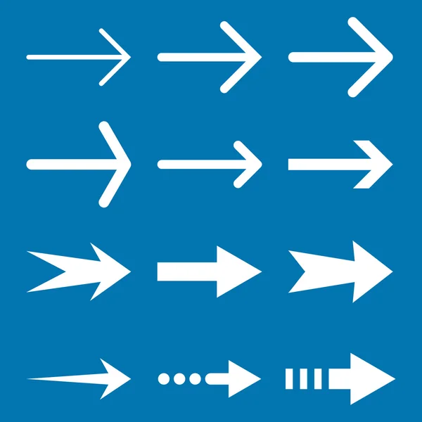 Flechas derechas Vector Icono plano conjunto — Archivo Imágenes Vectoriales