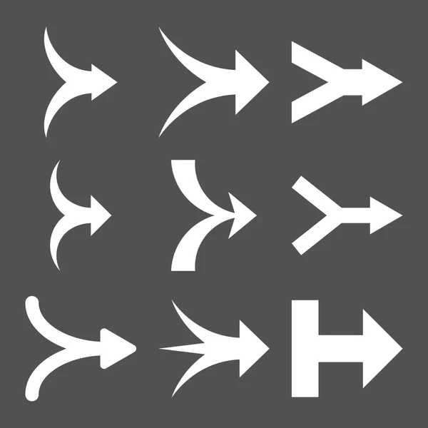 Pfeile rechts Vektor flache Symbolsatz beitreten — Stockvektor