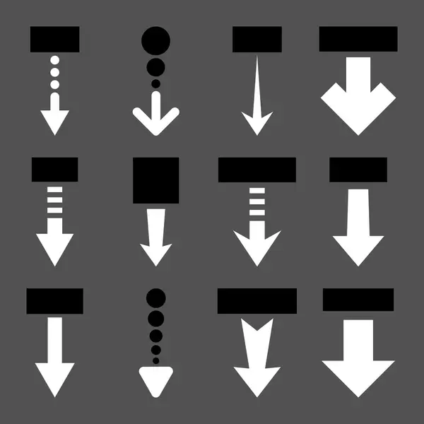 Vektor herunterziehen flaches Symbol gesetzt — Stockvektor