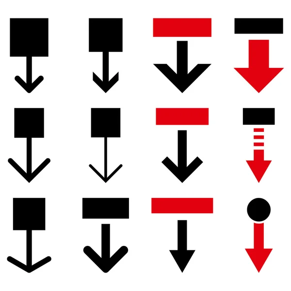 Tire hacia abajo el conjunto de iconos planos del vector — Vector de stock