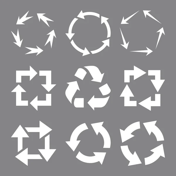 Recycle Arrows Vector Flat Icon Set — Stock Vector