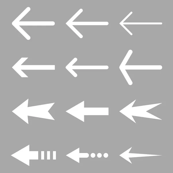 Flechas izquierdas Vector Icono plano conjunto — Vector de stock