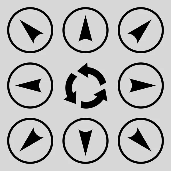 Daire içinde yön vektör düz Icon Set — Stok Vektör