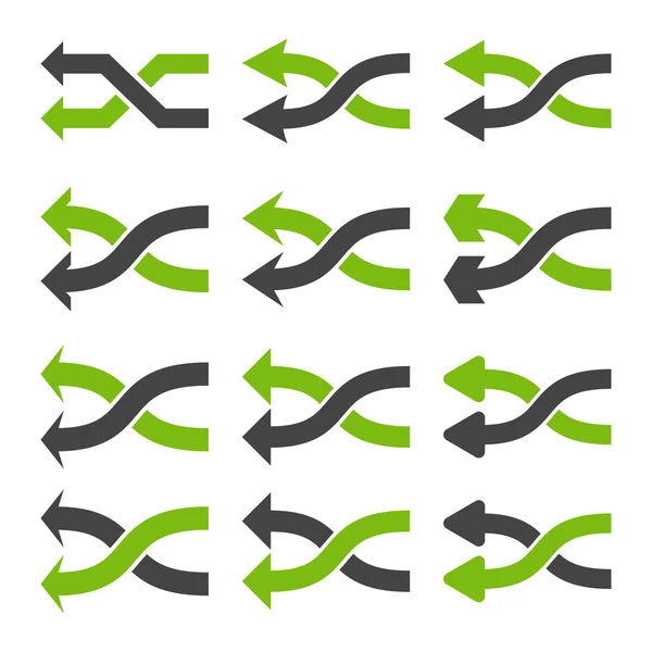 Ensemble d'icônes plates à vecteur gauche Shuffle Arrows — Image vectorielle