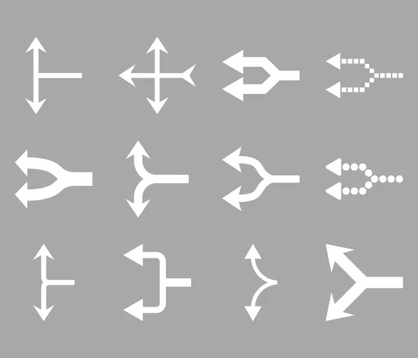 Junction Arrows Left Vector Set de iconos planos — Archivo Imágenes Vectoriales