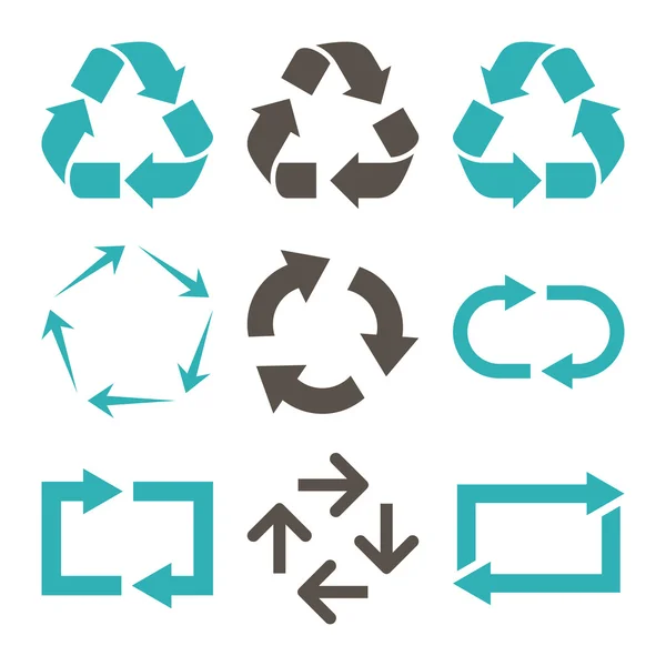 Reciclar Flechas Vector Icono Plano Set — Vector de stock