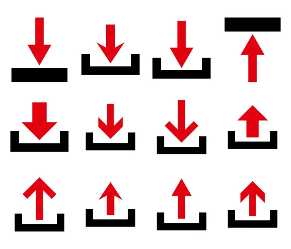 Subir y descargar conjunto de iconos planos de vectores — Archivo Imágenes Vectoriales