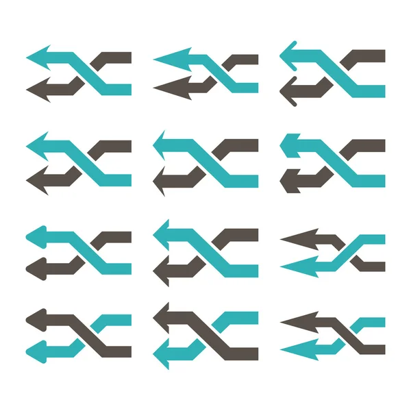 Shuffle Flechas izquierda vector plano icono conjunto — Archivo Imágenes Vectoriales