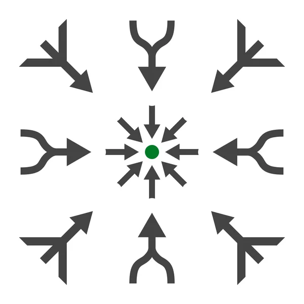 Combinar flechas Vector Icono plano conjunto — Vector de stock