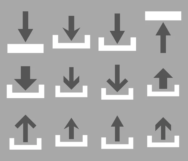 Subir y descargar conjunto de iconos planos de vectores — Vector de stock