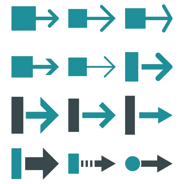 Puxe direito vetor conjunto de ícones planos — Vetor de Stock