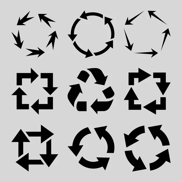 Reciclar Flechas Vector Icono Plano Set — Vector de stock