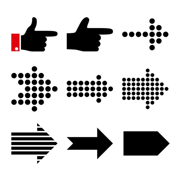 Pointeurs Ensemble d'icônes plat vectoriel droit — Image vectorielle