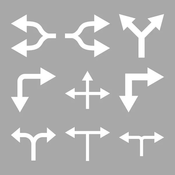 Korsningen pilar vektor platt Ikonuppsättning — Stock vektor
