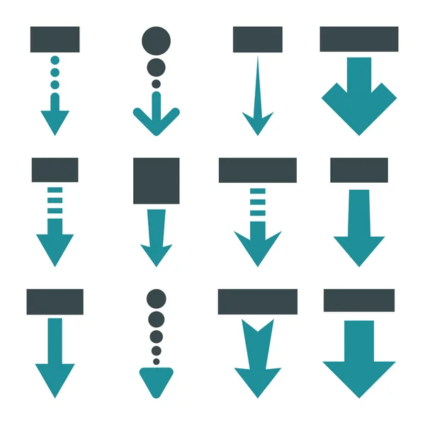 Tire hacia abajo el conjunto de iconos planos del vector — Archivo Imágenes Vectoriales