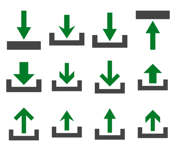 Subir y descargar conjunto de iconos planos de vectores — Vector de stock