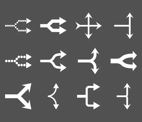 Junction Arrows Vector derecho Conjunto de iconos planos — Archivo Imágenes Vectoriales