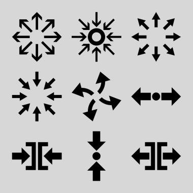 Sıkıştırmak ve okları vektör düz Icon Set patlayabilir