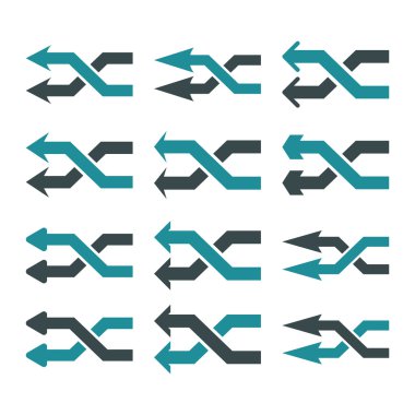 Shuffle oklar sol vektör düz Icon Set