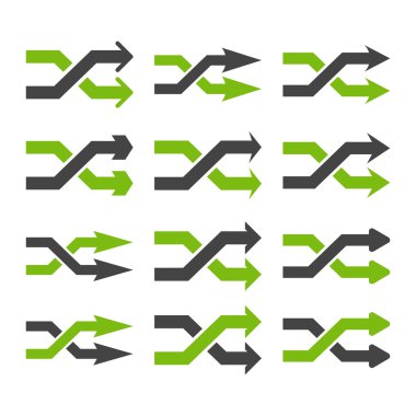 Shuffle okları doğru vektör düz Icon Set