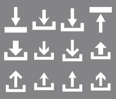 Upload ve Download vektör düz Icon Set