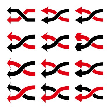Shuffle oklar sol vektör düz Icon Set