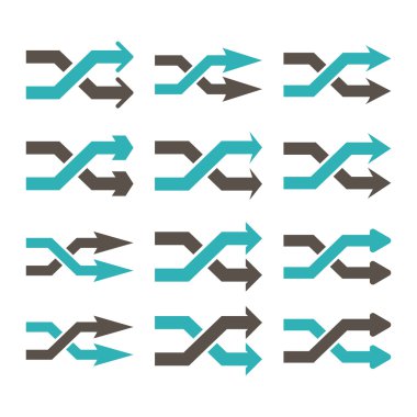 Shuffle okları doğru vektör düz Icon Set